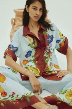 Tops-HUSK Alemais Dahlia Shirt - Multi Coloured MultiColoured