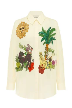 Tops-HUSK Alemais Tiger Shirt - White