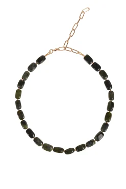 Necklaces-HUSK Alouette Design Barrel Necklace - Olive