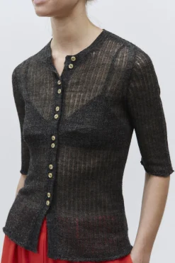 Knitwear-HUSK Alysi Fuomo Cardigan - Charcoal