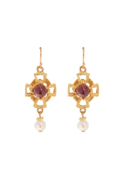 Earrings-HUSK Ben Amun Bezel Earring - Gold