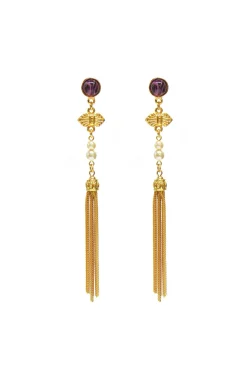 Earrings-HUSK Ben Amun Fringe Earring - Gold