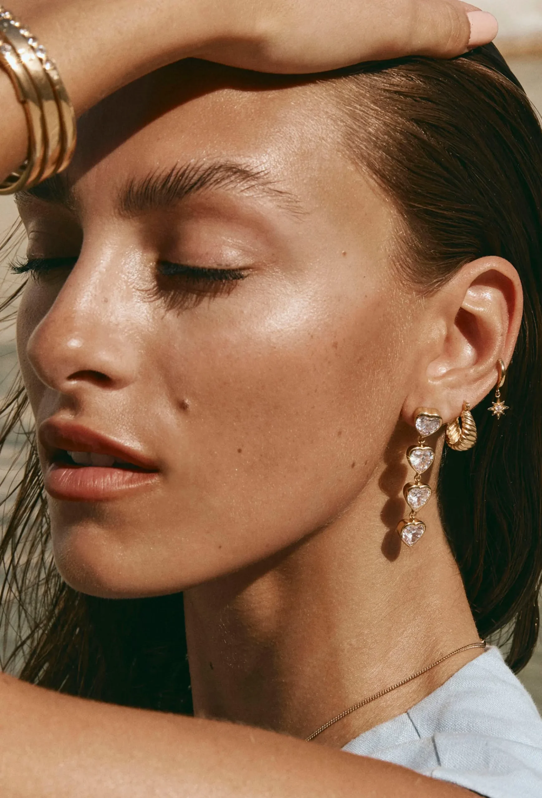 Earrings-HUSK Fairley Croissant Hoops - Gold