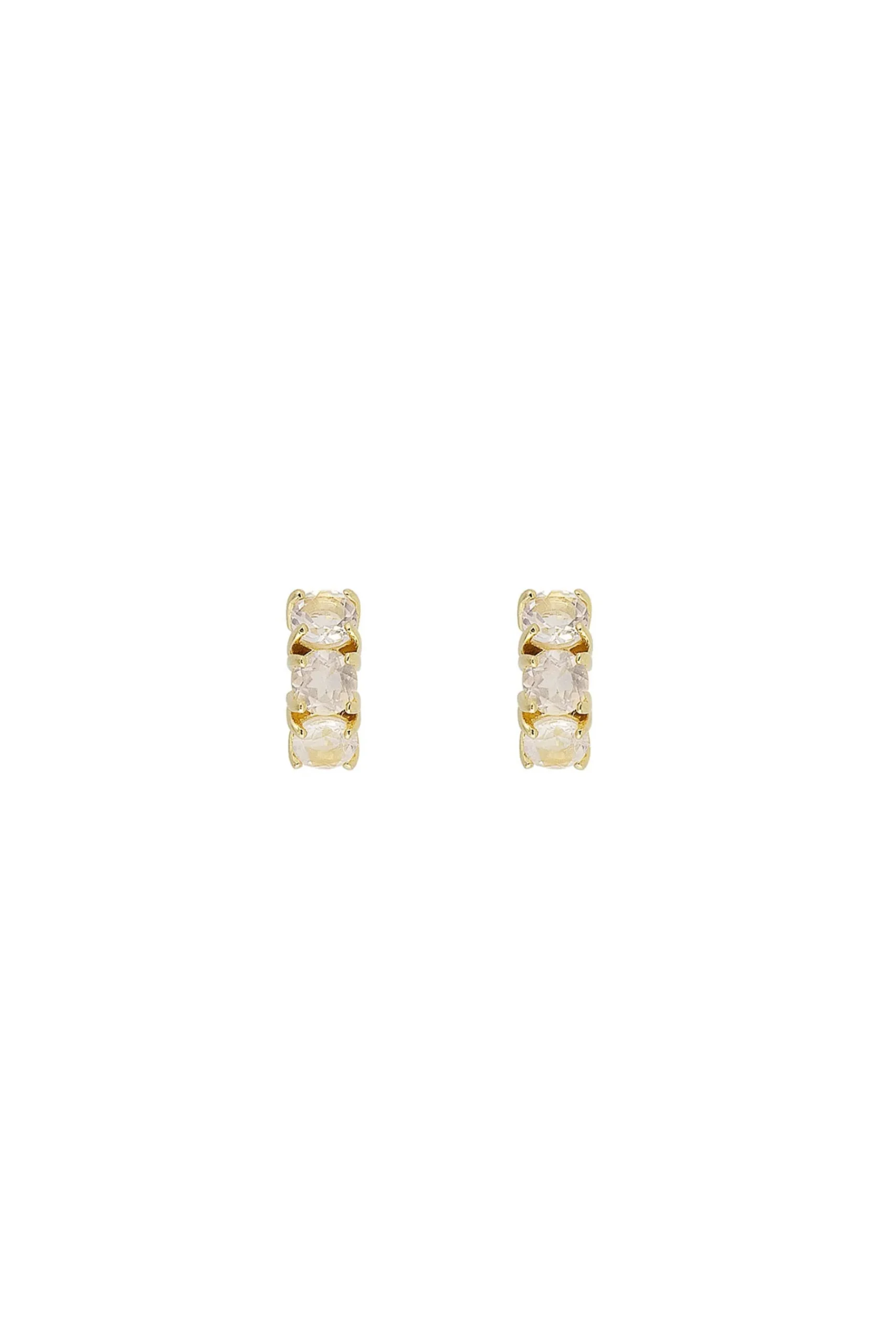 Earrings-HUSK Fairley Crystal Huggies - Rose