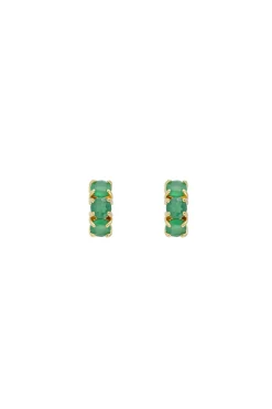 Earrings-HUSK Fairley Crystal Huggies - Emerald
