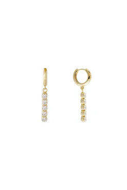 Earrings-HUSK Fairley Dia Huggies - Silver