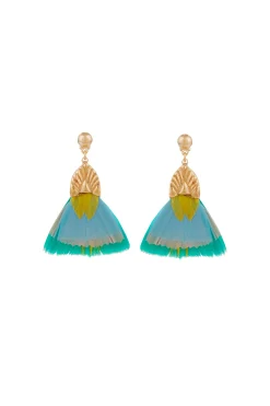 Earrings-HUSK Gas Bijoux Pluemtte Earrin - Turquoise