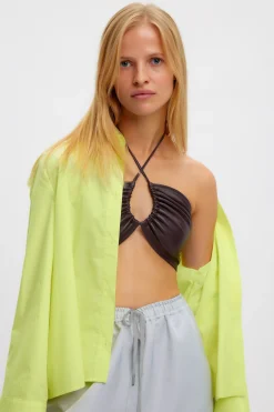 Tops-HUSK Gestuz Chilly Shirt - Lime