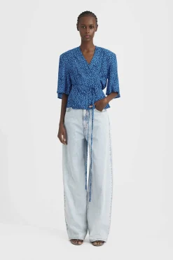 Tops-HUSK Gestuz EISHA BLOUSE - Blue