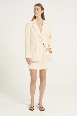 Jackets & Coats-HUSK Gestuz RAY BLAZER - Cream