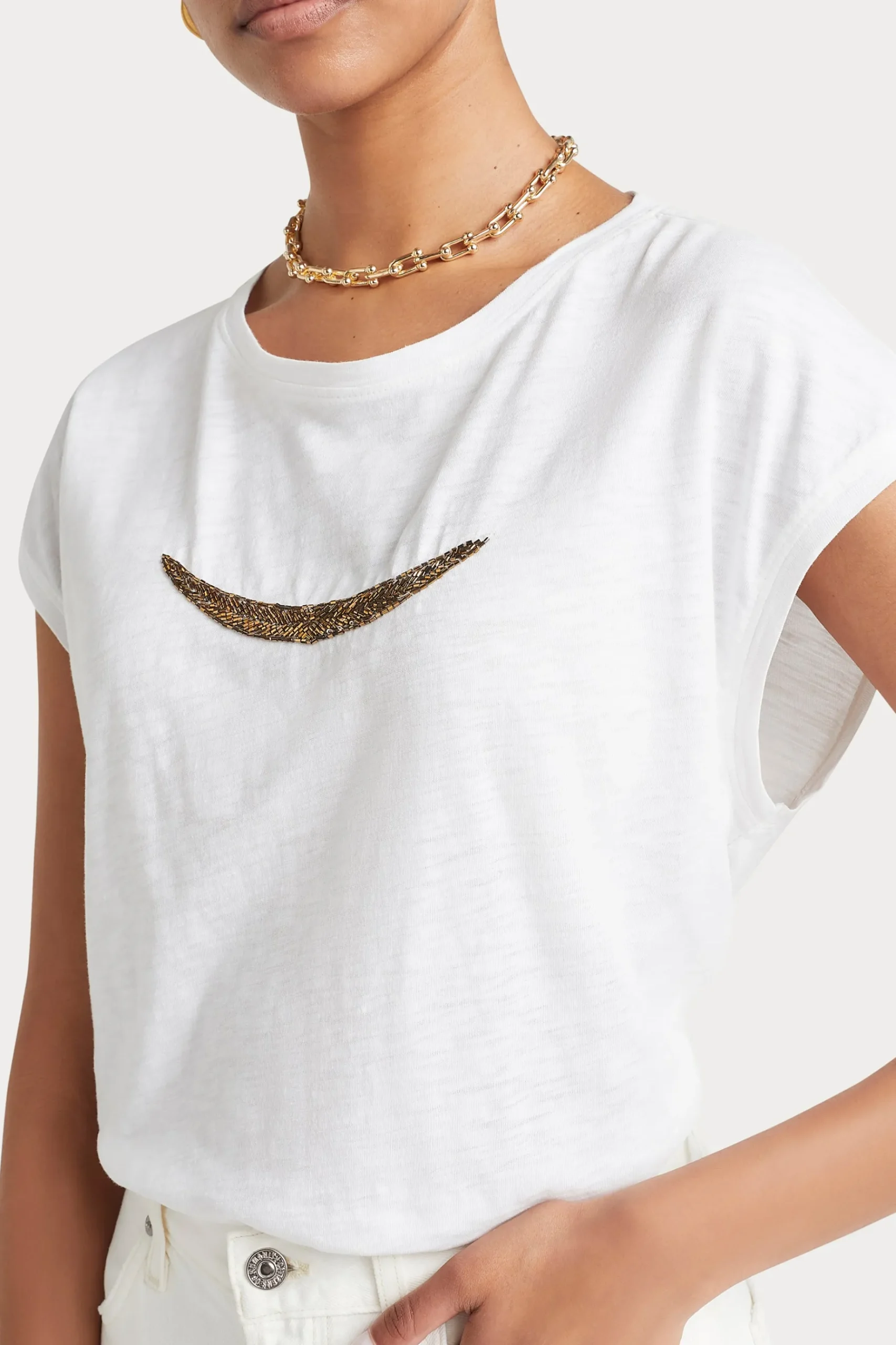 Tops-HUSK BEADED TEE - White
