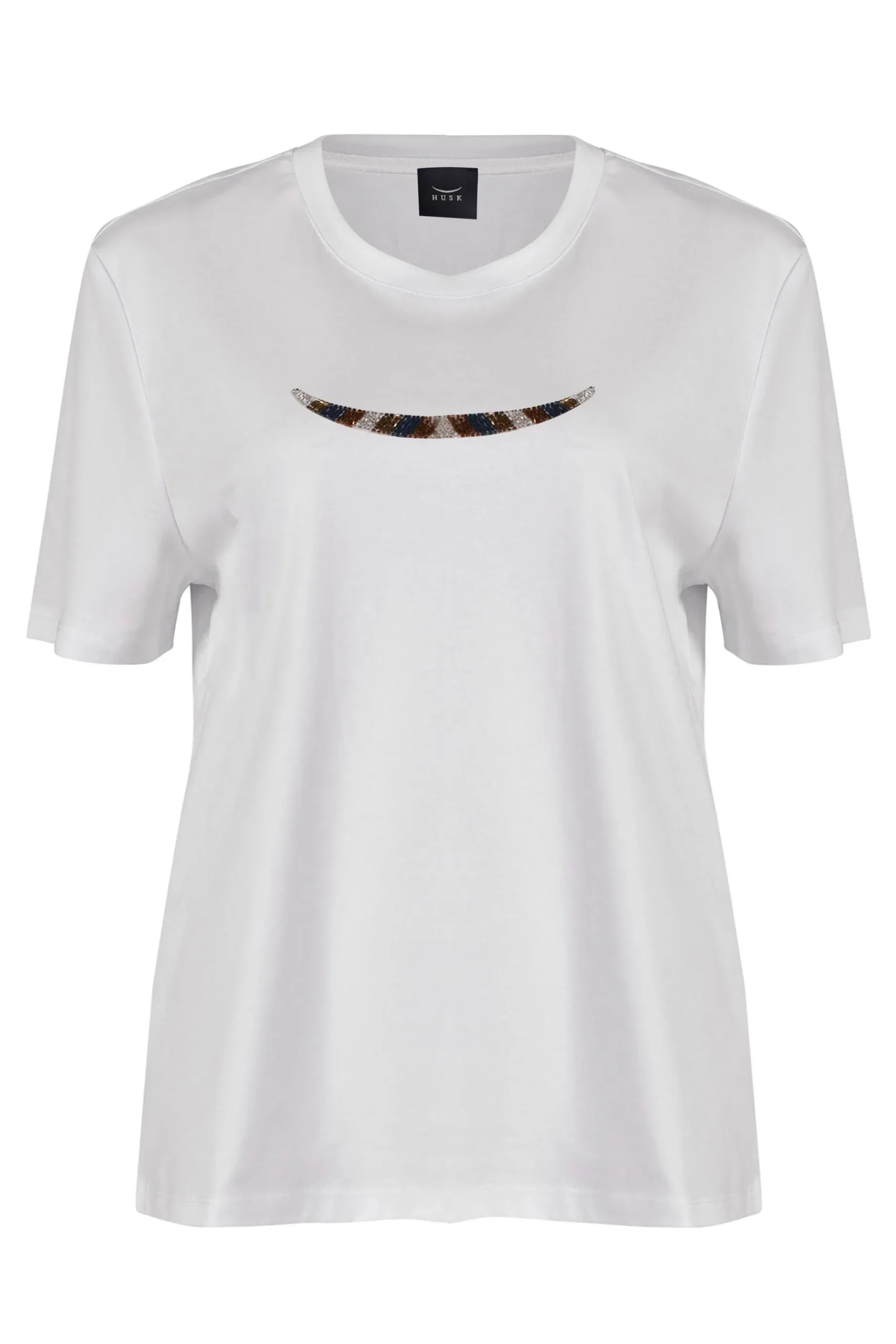 Tops-HUSK BEADED TSHIRT - White