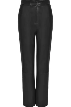 Pants-HUSK CROP LEATHER - Black