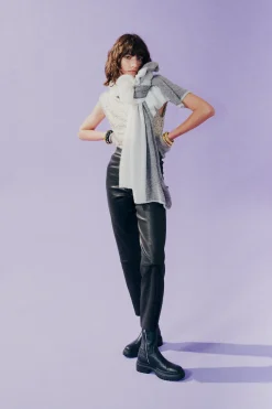 Pants-HUSK CROP LEATHER - Black