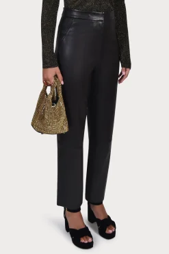 Pants-HUSK CROP LEATHER - Black
