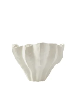 Vases & Planters-HUSK Flute Bowl - Ivory