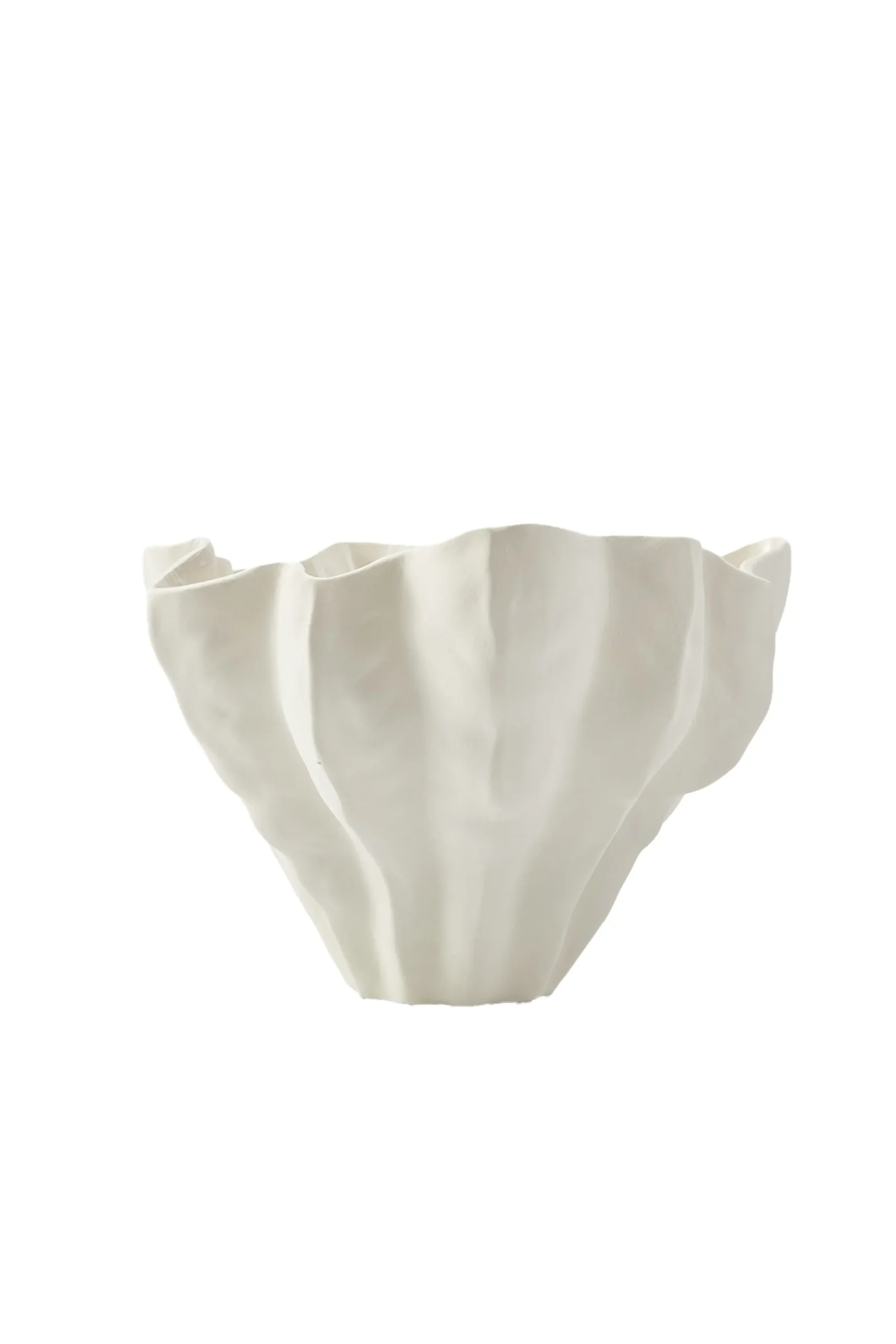 Vases & Planters-HUSK Flute Bowl - Ivory