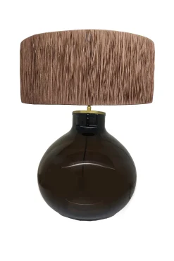 Furniture, Lighting & Mirrors-HUSK Glass Lamp - Charcoal