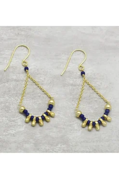Earrings-HUSK Lapis Earring - Gold