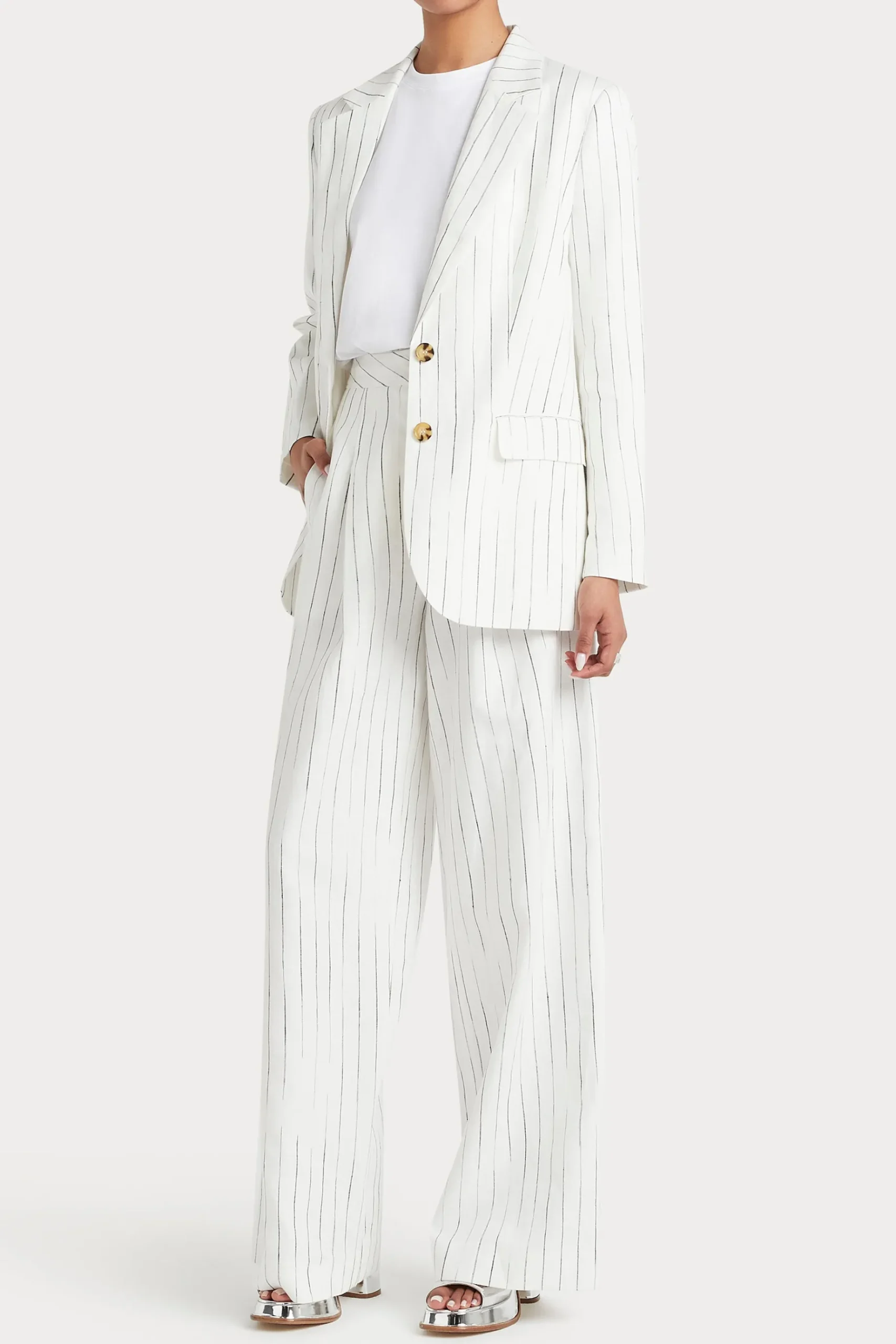 Jackets & Coats-HUSK LAUREN BLAZER - White Black WhiteBlack