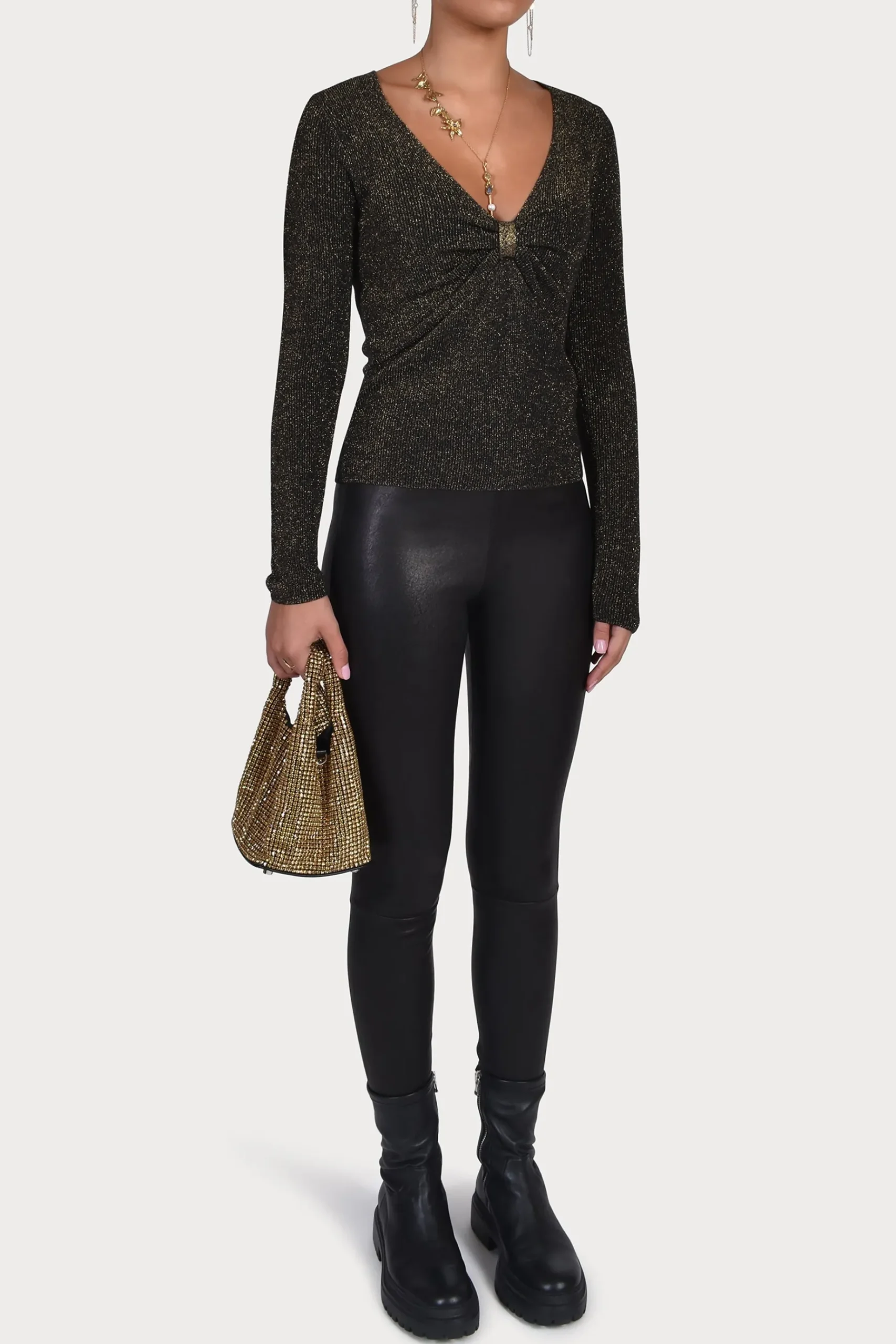 Pants-HUSK LEATHER LEGGING - Black