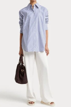 Tops-HUSK Luca shirt - Blue white Bluewhite