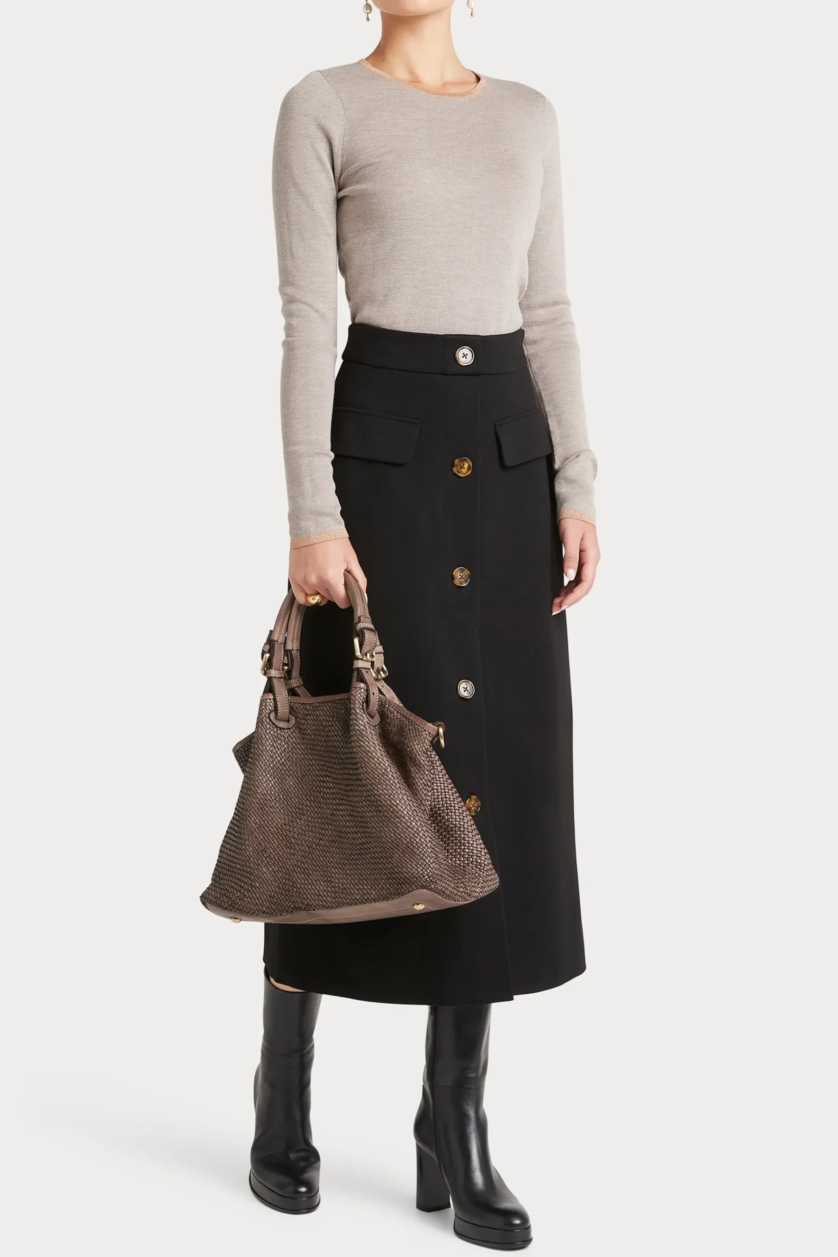 Knitwear-HUSK MERINO CREW - Stone