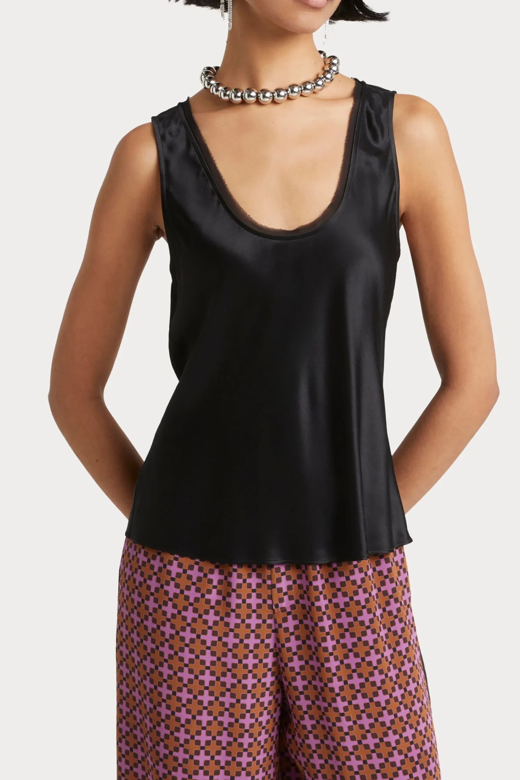 Tops-HUSK Satin cami - Black