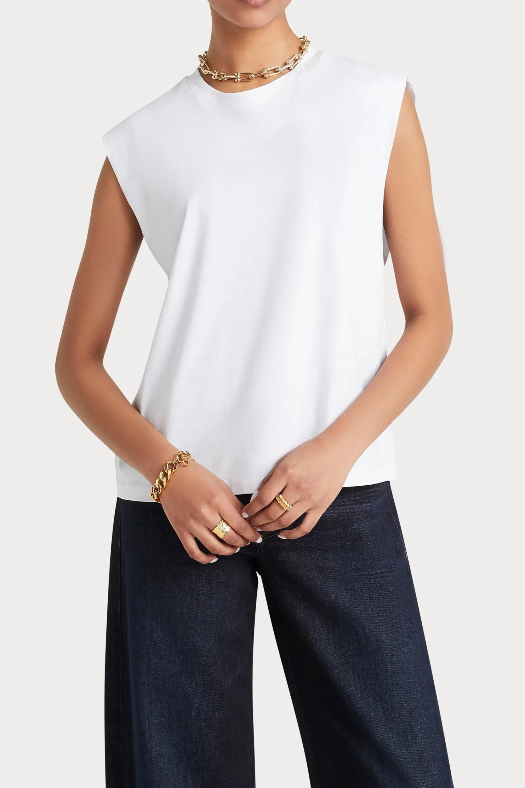 Tops-HUSK TAILORED TANK - White