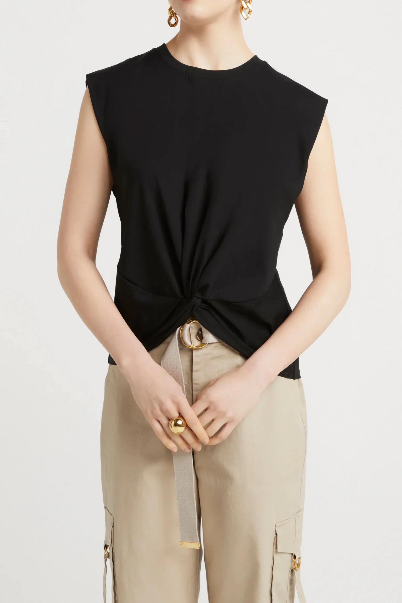 Tees & Tanks-HUSK Twist tank - Black