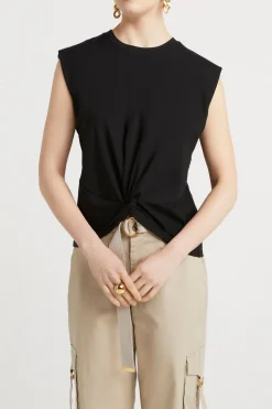Tops-HUSK Twist tank - Black