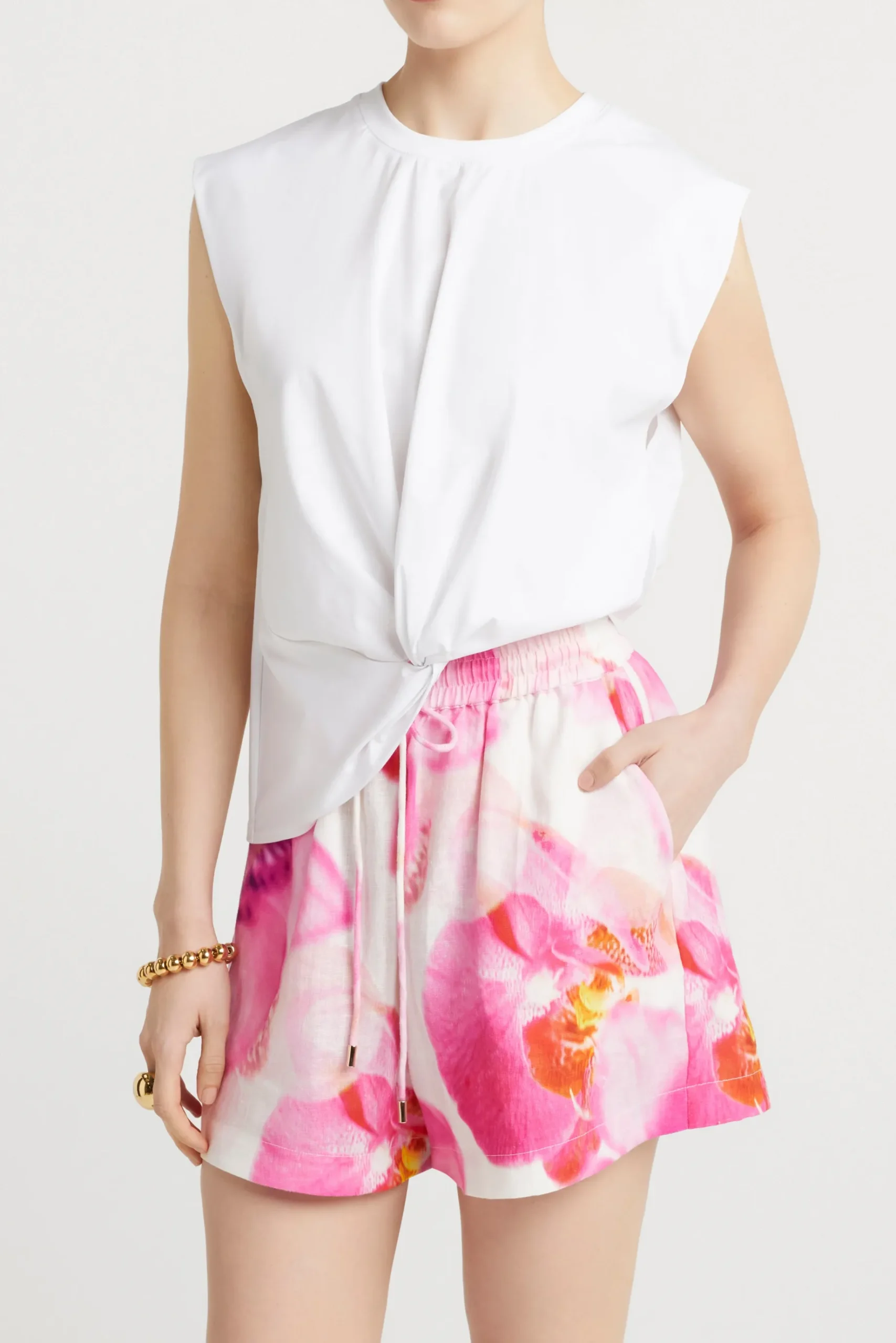 Tops-HUSK Twist tank - White