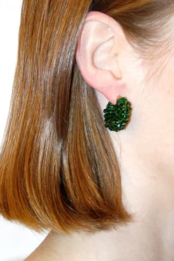 Earrings-HUSK Kroon Classic Hoops - Green