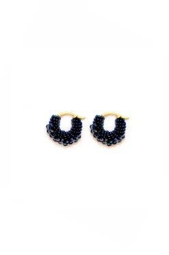 Earrings-HUSK Kroon Mini Hoops - Navy