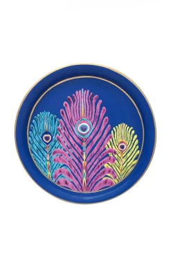 Tableware & Trays-HUSK Les Ottomans Peacock Round - Blue
