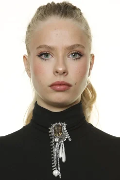 Earrings-HUSK Rada Crystal Brooch - Silver