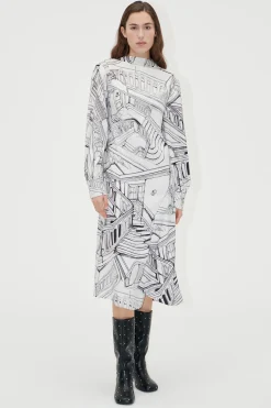 Dresses-HUSK Stine Goya Pleated Dress - Print