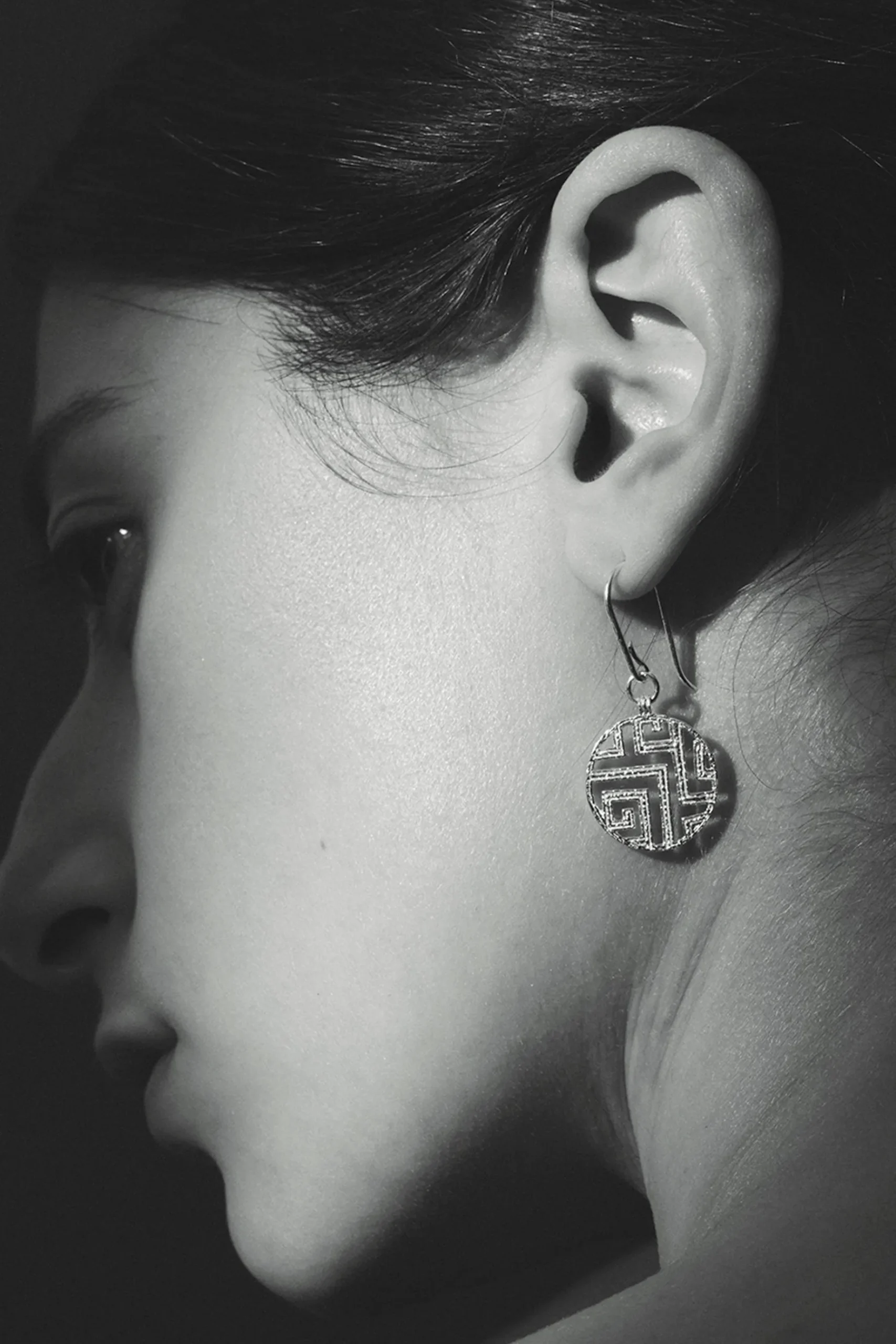 Earrings-HUSK Temple Of The Sun Greca Earring - Silver