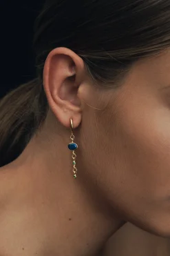 Earrings-HUSK Temple Of The Sun Lazuli Earring - Gold