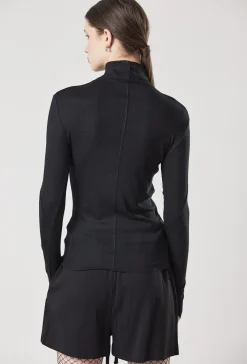 Tops-HUSK Thom Krom Rollneck Top - Black