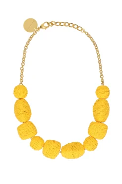 Necklaces-HUSK Vanessa Baroni Raffia Necklace - Yellow
